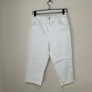 J Brand Jeans Women's Size 32 White Alana High Rise Cropped Denim Frayed